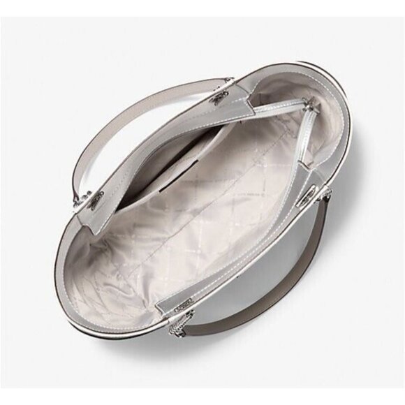 New Michael Kors Jet Set Large Logo Shoulder Bag Silver (Argent) - Picture 2 of 3